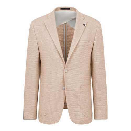 Sakko BUGATTI, Herren, Gr. 58, 30, beige, 52% Viskose, 29% Polyester, 18% Baumwolle, 1% Elasthan, unifarben, casual, normal, Langarm Manschette, Sakkos, mit Reverskragen und Stretch