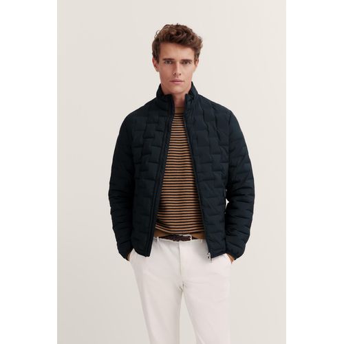 Blouson BUGATTI, Herren, Gr. M, 390, marine, 100% Polyester, unifarben, casual, regular fit, Langarm Bündchen, Jacken, in Steppoptik