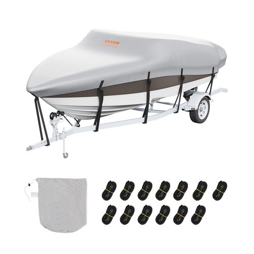 VEVOR Bootspersenning Abdeckplane Bootsplane, 518–579 cm Persenning Schlauchboot 600D Oxford-Gewebe Bootspersenning Abdeckung mit Aufbewahrungstasche 435 x 300 mm, Angelboot Bootsabdeckplane Grau