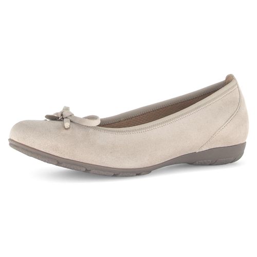 Ballerina GABOR, Damen, Gr. 39, beige (creme), Ziegenveloursleder, klassisch, Schuhe, Flache Schuhe, Business Schuhe mit Hovercraft Luftkammern-Laufsohle