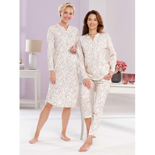 Schlafanzug WÄSCHEPUR, Damen, Gr. 52/54, beige (champagner), 50% Baumwolle, 50% Modal, Homewear-Sets