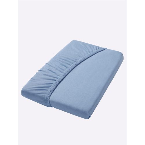 Spannbettlaken IRISETTE Gr. 3, blau (bleu), B:180-200cm, Frottee, 75% Baumwolle, 25% Polyester, Laken