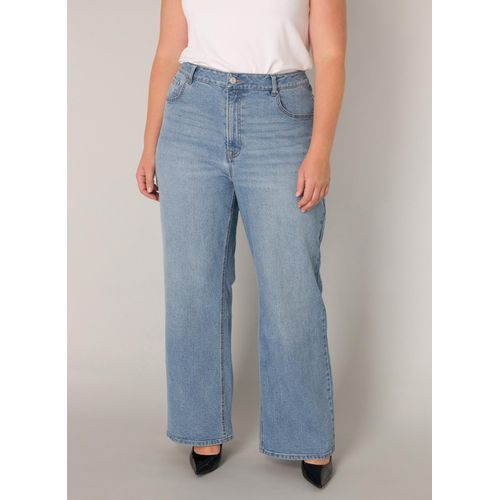 Weite Jeans BASE LEVEL CURVY, Damen, Gr. 50, Länge 32, blau (light blau), Denim/Jeans, Obermaterial: 98% Baumwolle, 2% Elasthan, unifarben, casual, bequem lang, Jeans, in großen Größen