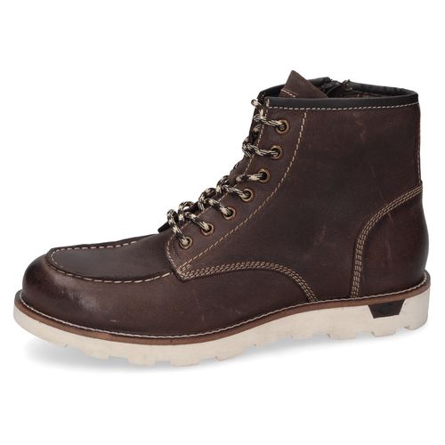 Schnürboots DOCKERS BY GERLI, Herren, Gr. 42, braun (schoko), Leder, Basic, Schuhe, Boots, Freizeitschuh mit gepolsterter Innensohle