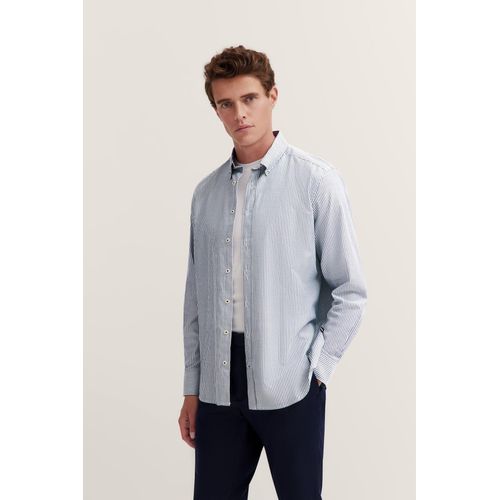 Langarmhemd BUGATTI, Herren, Gr. 3XL, Normalgrößen, 390, marine, 100% Baumwolle, gestreift, casual, normal, Langarm eckige 2-Knopf-Manschette, Hemden, in Streifenoptik