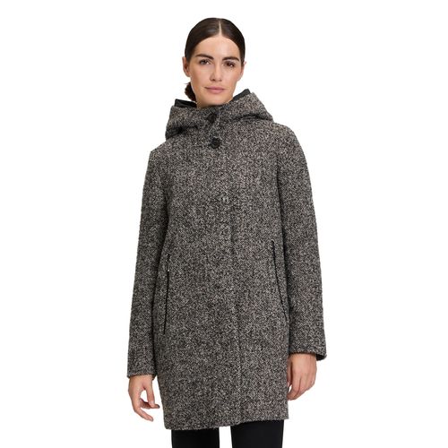 Wintermantel GIL BRET, Damen, Gr. 40, grau (taupe, schwarz), Web, Obermaterial: 32% Baumwolle, 27% Polyester, 18% Wolle, 18% Polyacryl, 5% sonstige Fasern, meliert, casual, regular fit kniefrei, Rundhals, Langarm, Mäntel, mit Kapuze