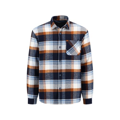 Langarmhemd FYNCH-HATTON, Herren, Gr. XXXL, N-Gr, weiß (winter weiß), Web, Obermaterial: 65% Polyester, 35% Baumwolle, kariert, casual, regular fit taillenbedeckt, Langarm Manschette, Hemden, mit Karo Muster