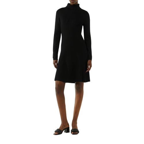Strickkleid COMMA, Damen, Gr. 40, N-Gr, schwarz, Strick, Obermaterial: 72% Viskose, 28% Polyester, unifarben, casual, regular fit lang, ohne Ausschnitt, Langarm, Kleider, mit Rippstruktur