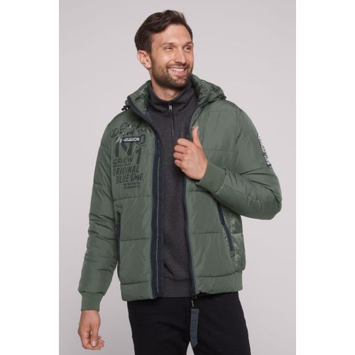 Steppjacke CAMP DAVID, Herren, Gr. XL, grün (khale grün), Steppware, Obermaterial: 100% Polyamid, bedruckt, casual, regular fit taillenbedeckt, ohne Ausschnitt, Langarm Rippbündchen, Jacken, mit abtrennbarer Kapuze