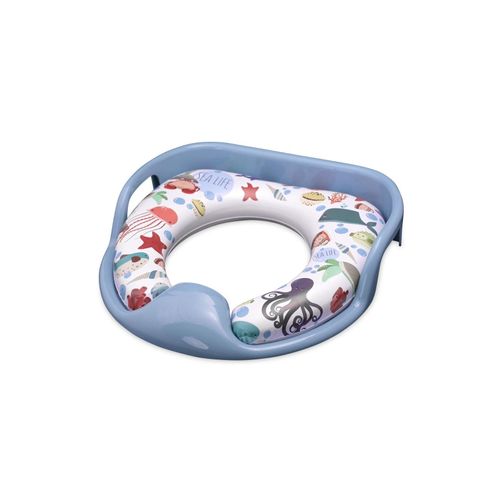 Lorelli Toilettensitz weich, Handgriffe, gepolstertes Sitzkissen, Spritzschutz blau