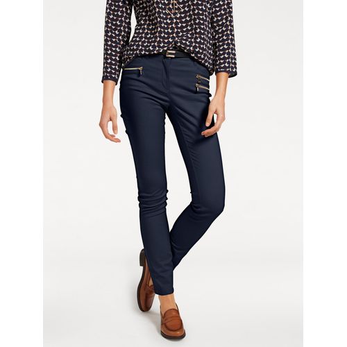 Stretch-Hose HEINE, Damen, Gr. 38, Normalgrößen, blau (marine), 48% Baumwolle, 45% Polyester, 7% Elasthan, Miedereinsatz:15% Elasthan, 85% Polyamid, unifarben, lang, Hosen