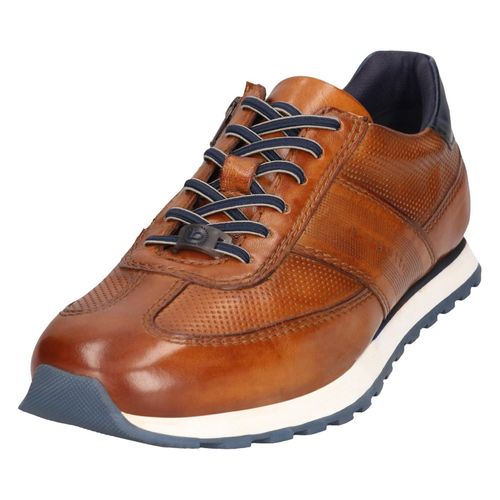 Sneaker BUGATTI, Herren, Gr. 44, braun (cognac used), Leder, used, casual, Schuhe, Freizeitschuh, Halbschuh, Schnürschuh mit Kontrastbesatz