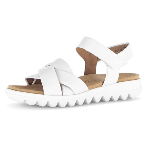 Riemchensandale GABOR, Damen, Gr. 38, weiß, Glattleder, unifarben, casual, Schuhe, Sommerschuh, Keilsandalette, Bequemschuh mit Klettverschluss