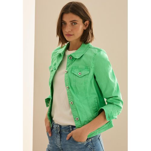 Jeansjacke CECIL, Herren, Gr. XL (44), iced neon grün, Denim/Jeans, Obermaterial: 98% Baumwolle, 2% Elasthan, unifarben, casual, regular fit taillenbedeckt, Langarm Manschette, Jacken, mit Hemdkragen, Topseller