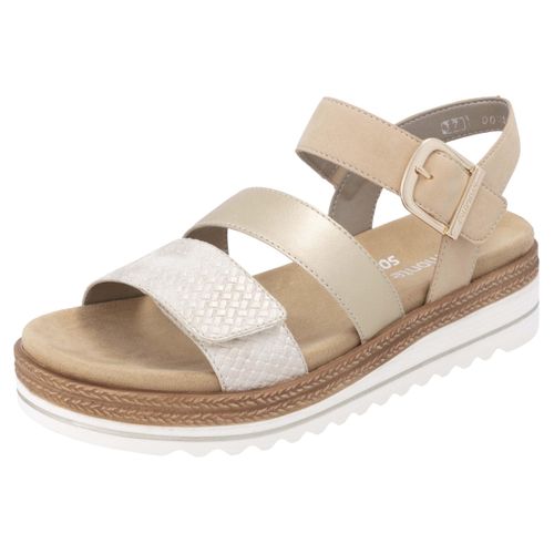Keilsandalette REMONTE, Damen, Gr. 39, gold (beige, goldfarben), Lederimitat, casual, Schuhe, Keilabsatz, Sommerschuh, Sandale in veganer Verarbeitung
