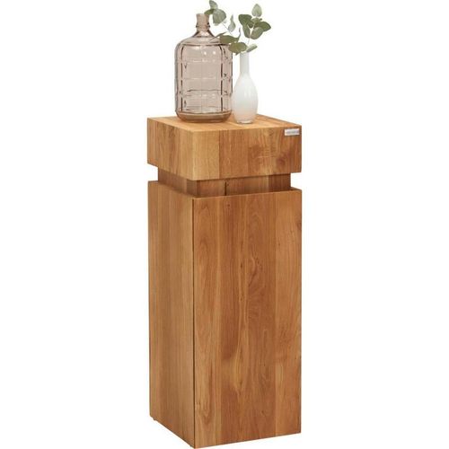 Linea Natura Beistelltisch , Eiche , Holz , Wildeiche , massiv , quadratisch , Säule , 30x80x30 cm , Stauraum , Wohnzimmer, Wohnzimmertische,