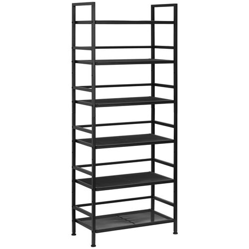 PBJ Schuhregal , Schwarz , Metall , 6 Fächer , 59x144x30 cm , Garderobe, Schuhaufbewahrung, Schuhregale