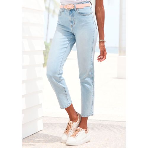 Ankle-Jeans LASCANA, Damen, Gr. 34, N-Gr, blau (light blau washed), Denim/Jeans, Obermaterial: 98% Baumwolle, 2% Elasthan, modisch, figurbetont knöchelfrei, Jeans, mit Stretchanteil, elastische Jeans in gerader Passform