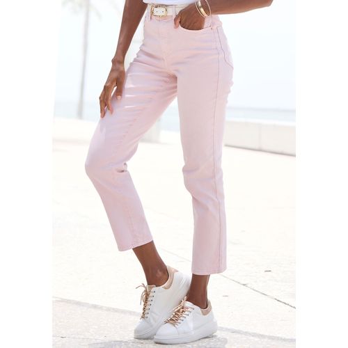 Ankle-Jeans LASCANA, Damen, Gr. 34, N-Gr, rosa (rosé), Denim/Jeans, Obermaterial: 98% Baumwolle, 2% Elasthan, unifarben, modisch, figurbetont knöchelfrei, Jeans, mit Stretchanteil, elastische Jeans in gerader Passform