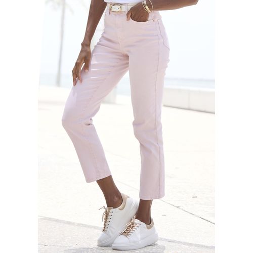 Ankle-Jeans LASCANA, Damen, Gr. 42, N-Gr, rosa (rosé), Denim/Jeans, Obermaterial: 98% Baumwolle, 2% Elasthan, unifarben, modisch, figurbetont knöchelfrei, Jeans, mit Stretchanteil, elastische Jeans in gerader Passform