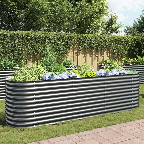 Garten-Hochbeet Verzinkter Stahl | Farbe: Grau | Größe: 320 x 80 x 81 cm