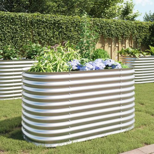 Garten-Hochbeet Verzinkter Stahl | Farbe: Silber | Größe: 160 x 80 x 81 cm