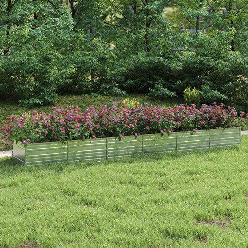 Garten-Hochbeet Verzinkter Stahl Silbern | Größe: 480 x 80 x 45 cm