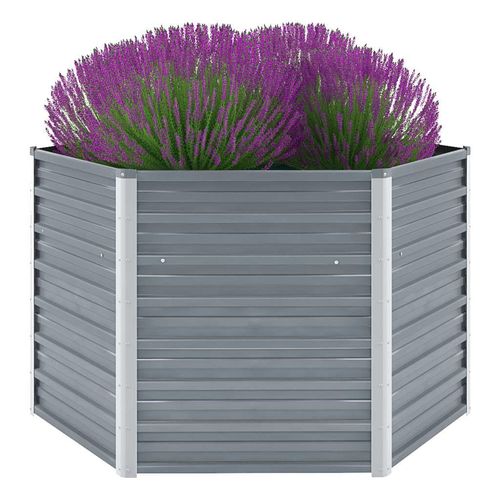 Garten-Hochbeet Verzinkter Stahl | Farbe: Grau | Größe: 129 x 129 x 77 cm