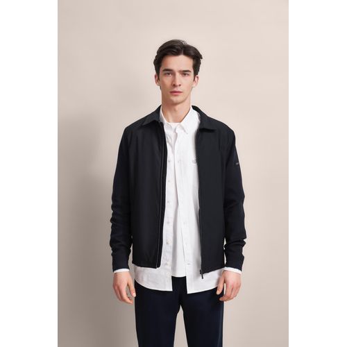 Strickjacke BUGATTI, Herren, Gr. XL, blau (marine), Strick, 100% Baumwolle, unifarben, casual, regular fit, Langarm Rippbündchen, Strickjacken, mit Polokragen