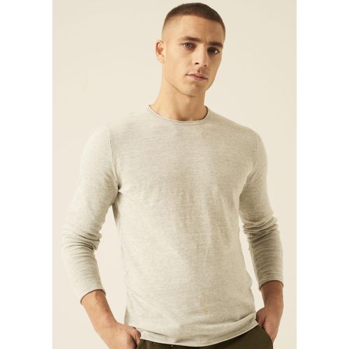 Rundhalspullover GARCIA, Herren, Gr. XL, grau (grau melee), Feinstrick, Obermaterial: 100% Baumwolle, casual, Rundhals, Langarm, Pullover, in melierter Optik