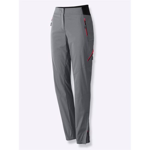 Funktionshose CASUAL LOOKS, Damen, Gr. 46, Normalgrößen, grau, 55% Baumwolle, 42% Polyamid, 3% Elasthan, unifarben, gemustert, mehrfarbig, lang, Hosen