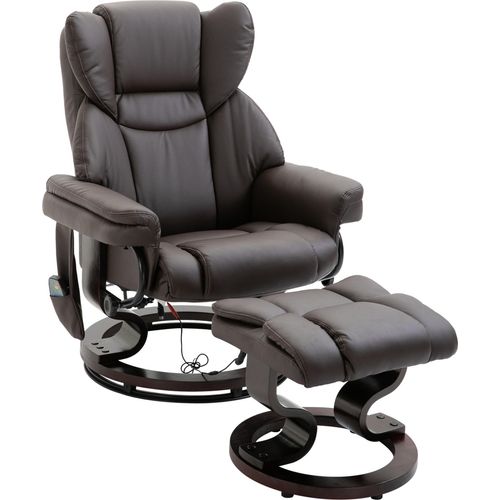 Relaxsessel Massagesessel mit Fußhocker und Liegefunktion, Kunstleder Braun 79x82x101 cm, komfortabel für Entspannung & Wellness,, Braun, 82,00 cm, 101,00 cm