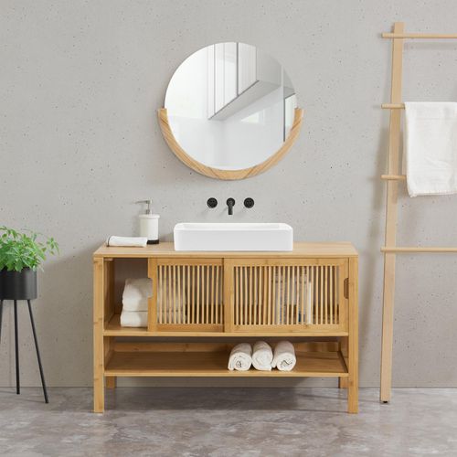Waschbeckenunterschrank 'Hvaler' aus Bambus 60x100x45cm