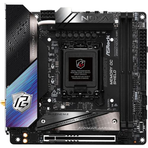 ASRock Phantom Gaming Z890I NOVA WIFI - Motherboard - Mini-ATX - LGA1851-Sockel - Z890 Chipsatz - USB4, USB 3.2 Gen 2, USB-C 3.2 Gen 2x2, USB 3.2 Gen 1 - 5 Gigabit Ethernet, Wi-Fi 7, Bluetooth - Onboard-Grafik (CPU erforderlich)