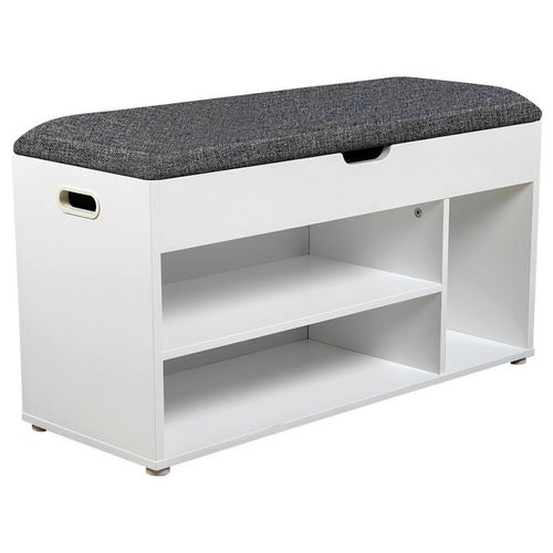 Carryhome Garderobenbank , Grau, Weiß , Kunststoff , 1-Sitzer , Füllung: Schaumstoff , 80x44x30 cm , Bsci , Truhe im Sitz , Garderobe, Garderobenbänke