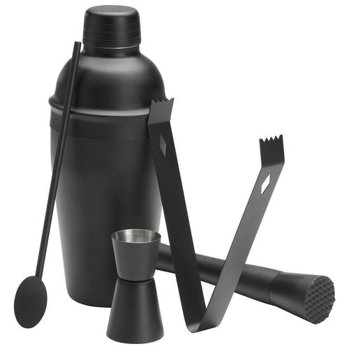 Novel Barset , Schwarz , Metall , 5-teilig , 550 ml , Lfgb , Essen & Trinken, Barausstattung