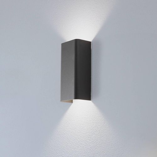 Wandleuchte Bergen, dunkelgrau, Metall, 23 cm hoch, GU10