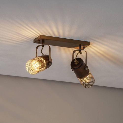 Deckenlampe Albrecht antikgold Länge 32 cm Metall/Holz 2flg.
