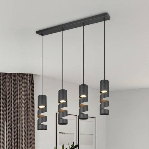Hängelampe Stream, schwarz Länge 80 cm 4-flammig Metall GU10