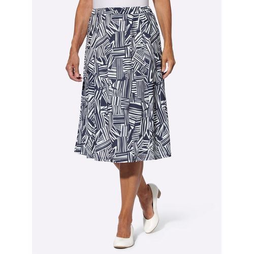 Jerseyrock CLASSIC, Damen, Gr. 50, blau (marine, ecru, bedruckt), 95% Polyester, 5% Elasthan, gemustert, mehrfarbig, wadenlang, Röcke