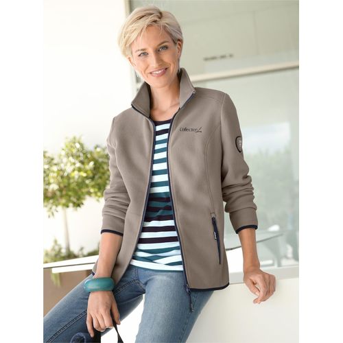 Fleecejacke CASUAL LOOKS, Damen, Gr. 44, grau (taupe), 100% Polyester, unifarben, Langarm, Jacken