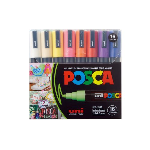 Permanentmarker »Uni POSCA 16 Stück«, (16 tlg.)