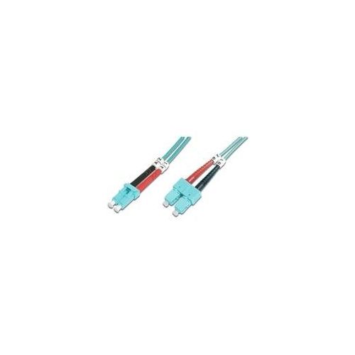 LWL Patchkabel, Duplex, LC ></noscript> SC Stecker, Multimode OM3 türkis, 2 Meter
