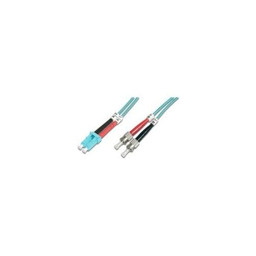 LWL Patchkabel, Duplex, LC ></noscript> ST Stecker, Multimode OM3 türkis, 1 Meter