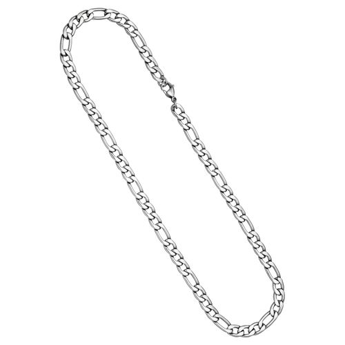 Kette ohne Anhänger JOBO, silber (edelstahlfarben), Halsketten, Damen, Edelstahl, L: 50cm, Figarokette Edelstahl 50 cm 7,4 mm