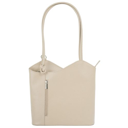 Cityrucksack CLUTY, Gr. B/H/T: 29cm x 28cm x 9cm, onesize, beige, Rindsleder, Leder, beschichtet, leicht glänzend, elegant, Rucksäcke, echt Leder, Made in Italy