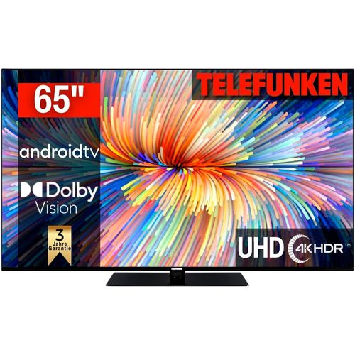 TELEFUNKEN LED-Fernseher, E (A-G), schwarz, 65, Fernseher, Dolby Atmos,USB-Recording,Google Assistent,Android-TV