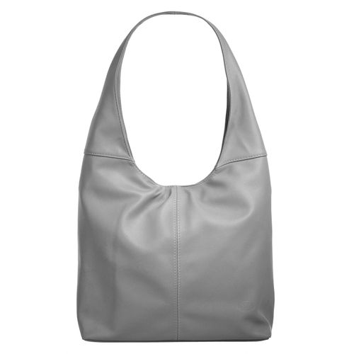 Shopper PIKÉ, Damen, Gr. B/H/T: 40cm x 30cm x 11cm onesize, grau, Leder, glänzend, beschichtet, Taschen, echt Leder, Made in Italy