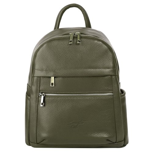 Cityrucksack SAMANTHA LOOK, Gr. B/H/T: 24cm x 30cm x 9cm, onesize, grün (dunkelgrün), Rindsleder, Leder, casual, Rucksäcke, echt Leder, Made in Italy
