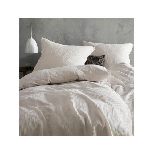 Bettwäsche BIBERNA Gr. 1, weiß (wollweiß), B/L: 135cm x 200cm, Musselin, B/L: 80cm x 80cm, Musselin, 100% Baumwolle, Bettwäsche